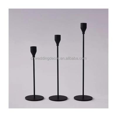 China New Handmade Personalized Black 3pcs Candle Holder Candlestick Candelabras For Table Centerpiece for sale