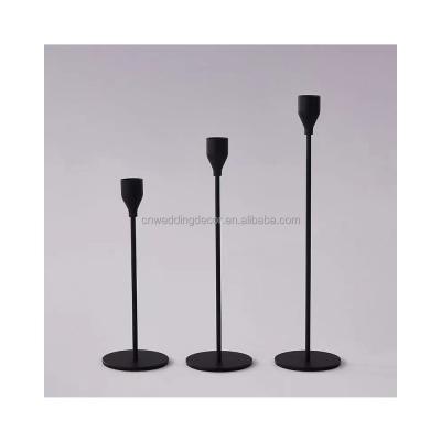 China Metal Arts Black Metal Table Candlestick Set Wedding Candlestick Candle Holder Wedding Decoration for sale