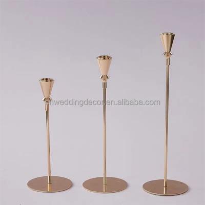 China 3pcs Gold Candle Holder Handmade Electroplating Candelabra For Table Centerpiece for sale