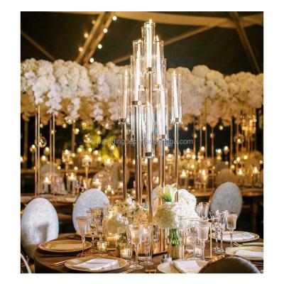 China Classic Wedding Metal Glass Tube Wedding Table Centerpiece Candlestick Main Decoration 8 for sale