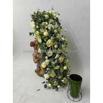 China Mori Style Artificial Flower Centerpiece Flower Runner Romantic Silk Panel Newly For Wedding Birthday Commerical Decor for sale