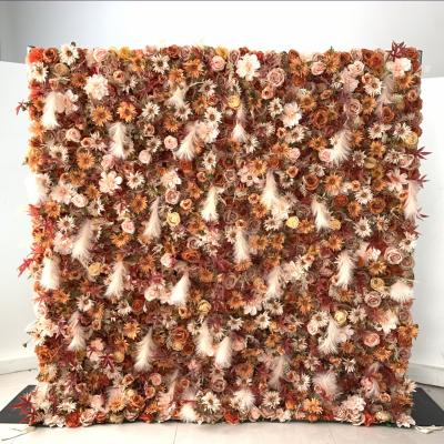 China Newest Romantic Silk Flowers Boho Style Flower Backdrop Artificial Flower Wall for sale