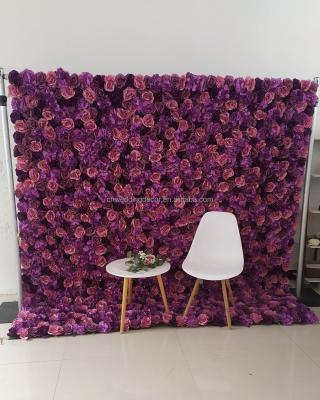 China New Design Romantic Silk Purple Silk Flowers Artificial Flower Red Wall For Wedding Party Events Photograph Backdrop Decoration for sale