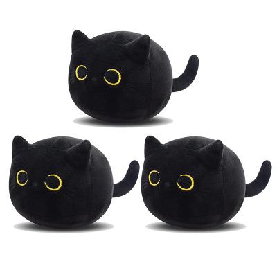 China Decoration Newest Custom Cartoon Cat Plushies Soft Round Black Cat Plush Pillow Stuffed Animals Plush Cat for sale