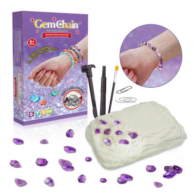 China Developing Children's gem digging kit learning fun gems dig gemstones educational gift discovery crystal excavate precious gemstone bracelet jewelry for sale