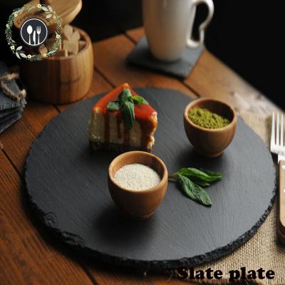 China Sustainable Cheap Price 30cm Series Black Slate Food Serving Dishes Top Selling Products In Amazon for sale