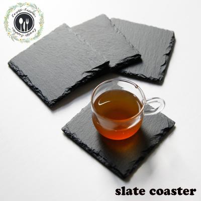 China Sustainable 12*12 Cm Wholesale Custom Design Natural Black Slate Drink Coaster for sale