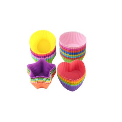 China Best Seller Sustainable Food Grade Silicone Cake Molds Reusable Baking Cups 24 Pcs, 4 Shapes Cupcake Molds for sale