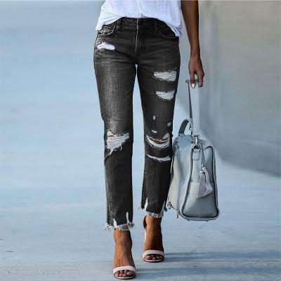 China QUICK DRY New  Custom Women Ripped Jeans Pants High Waist Bell Bottom Wide Leg Ladies Denim Jean Fashion Wear Jeans for sale