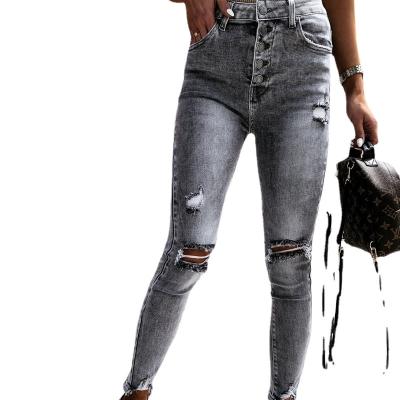 China QUICK DRY Women Elastic Stretch Jeans High Waist Solid Color Trousers Women Pencil Pants Skinny women Jeans for sale