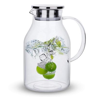 China Sustainable Clear Glass Water Pitcher / Carafe With Handle Pyrex Glass Water Kettle / Jug for sale