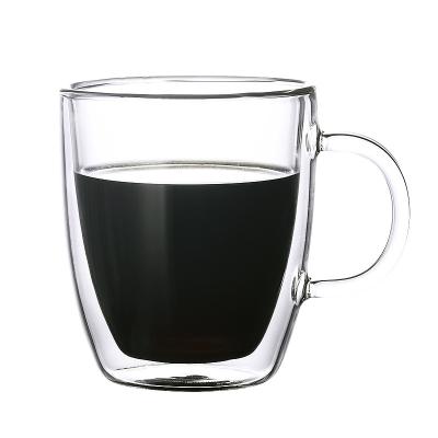 China Sustainable high borosilicate double-wall glass coffee mug various sizes of glass mug can be customized LOGO for sale