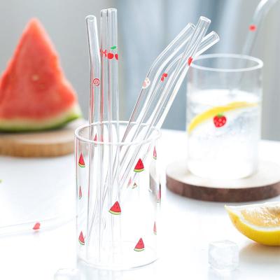 China Factory Sustainable Product Bent Or Straight Glass Straw With Customized Beautiful Glass Straw For Drinking for sale