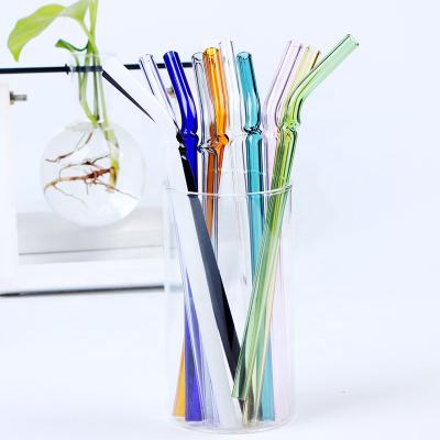 China High Quality Reusable Clear Glass Straw Cocktail Milk Tea Glass Bent Drinking Straws Wholesale Eco-Friendly Sustainable for sale