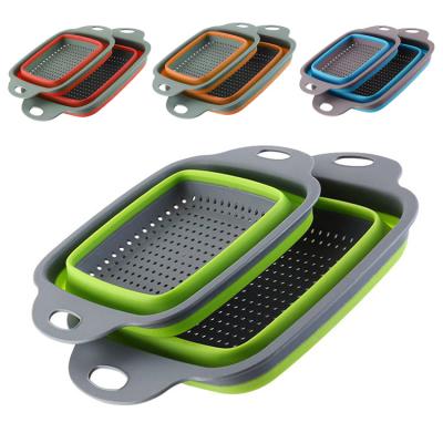 China Amazon Kitchen Tools Drain Basket Fruit Dish Storage Viable Portable Collapsible Collapsible Wash Basket for sale