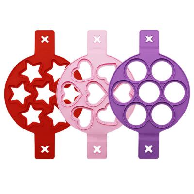 China Wholesale Viable Kitchen Egg Mold Non-Stick Circle Star Heart Shape 7 Cavity Non-stick Egg Tools Silicone Egg Mold for sale