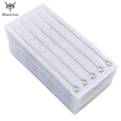 China Ghostaxe Tattoo 50pcs Permanent High Quality Sterilze Steel Disposable Tatoo Needles RL Sterilze Curved High Grade Round Coating for sale