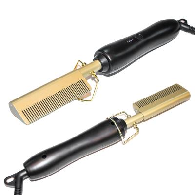 China 2022 Safety Custom 2 in1 Hair Straightener Hot Hair Curler Electric Heating Comb LED Displays for Straight Hair and Curly Hair for sale