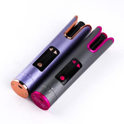 China 13W ODM OEM Amazon Car Ceramic Cordless Auto Iron Portable Curly Hair Curler Ceramic Wireless Auto Iron Rotating AUTO Hair Curler Style 13W Hair Curler Styling LCD Display for sale