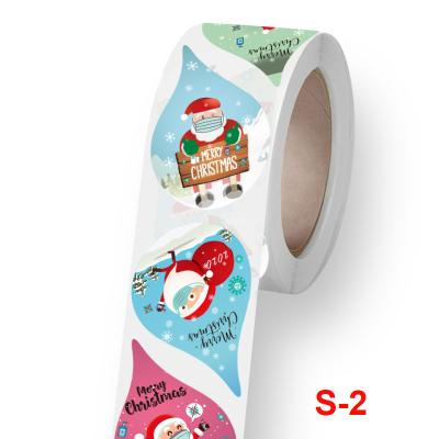 China Decorative Sticker Merry Christmas Cut Self Adhesive Printing Roll Seal 1.5 1 Inch Stickers Label 500 For Gift Wrapping for sale