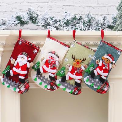 China Fashion Santa Snowman Gifts Candy Bag Christmas Socks Big Stocking Decorations Party Kids for sale