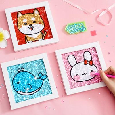 China Hot DIY Animal Diamond Cartoon Amazon Style Beads Children DIY Diamond Painting 5D Drill Sticker With Frame for sale