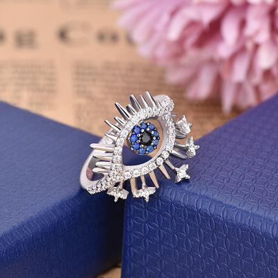 China FASHIONABLE Finger Ring Demon Eye Ring Lucky Evil Eyes Jewelry Personality Design 888 Crystal Diamond Ring For Women Adjustable Simple for sale