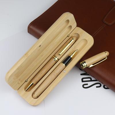 China Natural Business Gifts For Customers With Natural Logo 2022 ECO Gel Pen / Fountain Pen / Twist Natural Bamboo Tip Pen Set With Box Best for sale