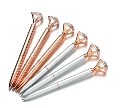 China Fashion metal crystal rose gold pen diamond ball pen /wedding gifts for guest with custom name and design for sale