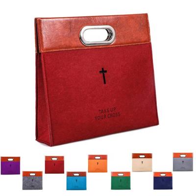 China 2021 High Quality Customs Felt Universal Hand Held Bible Towel Bible Bag Church Bag Large Capacity for sale