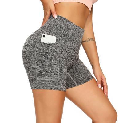 China Wholesale Breathable Fabletics Yoga Seamless Waist Gym Shorts High Legging Short Hip Pocket Lifting Shorts for sale