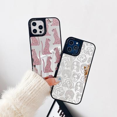 China Shockproof Luxury Cute Mirror Silicone Fashion Shockproof Leopard Phone Case For iPhone 12 11 pro Max Mini X XS XR 7 8 plus Funda for sale