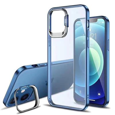 China Anti-fall Matte Plating Metal Holder Case Ultra Thin For iPhone 12 pro case Max Luxury Camera Lens Protection for iphone11 bracket cover for sale