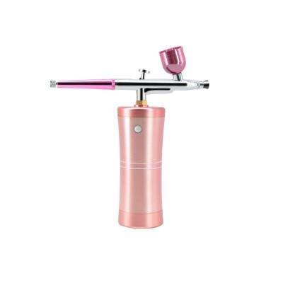 China Beauty Double-action Mini Airbrush Wireless Air Brush Compressor Spray Gun Kit For Cake Decorating Beauty Makeup Nail Facial Oxygen for sale