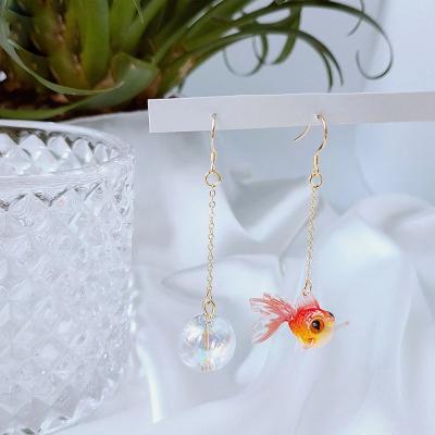 China Vintage Gold Fish Dangle Earrings For Women Drop Earrings Jewelry Creative Asymmetrical Earrings for sale