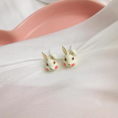 China Cute Vintage Fashion Metal Cartoon Rabbit Fun Cute Stud Earrings Women's Popular Stud Earrings Campus Party Accessories for sale