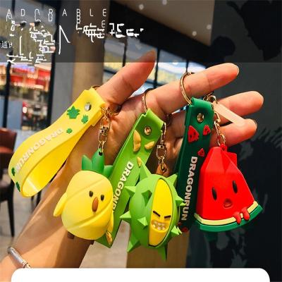 China Cute Simulation Classic Fruit Keychains Lady Bag Lovely Car Personality Keychains Watermelon Durian Pineapple Pendant Keychain for sale