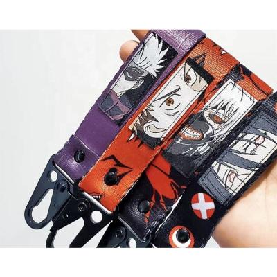 China Promotion Gift Custom Size Key Chain Naruto Polyester Wrist Lanyard Hanging Key Chain for sale