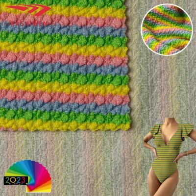 China Colorful Striped Spandex Fabric Colorful Striped Spandex Fabric Multicolor Knitted Bikini Swimwear Fabric Stretch Swimwear Fabric Cotton Jacquard Polyester Shrink-Resistant for sale