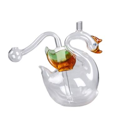 China Handmade Swan Mini Glass Hookah With 10mm Oil Burner Smoking Pipe Joint Glass Art Shisha Hand Craft for sale