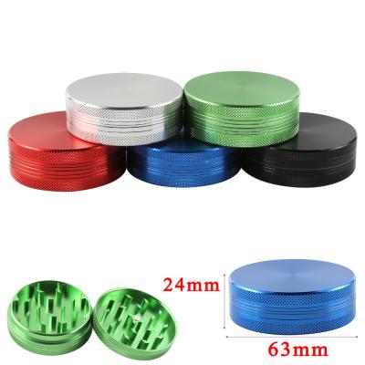 China Aluminum Alloy Aluminum Alloy 2 Layers Tobacco Grinder Dia 63MM Herb Chopper Smoking Accessories for sale