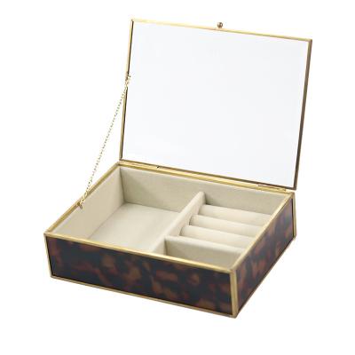 China Custom Glass Jewelry Box Glass Ring Necklace Storage Box for sale