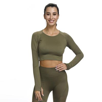 China F-3751 Breathable Quick Dry Fitness Clothes Sexy Tights Women Yoga Tops Long Sleeve for sale