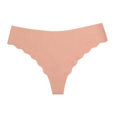 China Antibacterial Women Ice Silk Panties Solid Mid-Waist Seamless Laser Cut Underwear Traceless One Piece Panties for sale