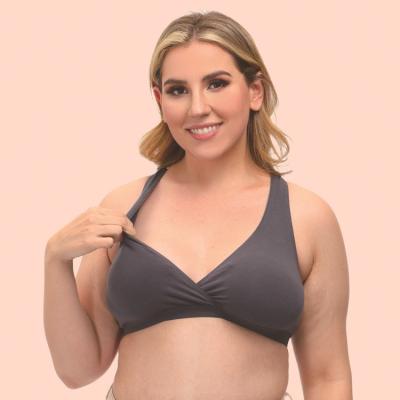 China Manufacturer Breathable Elastic Supportive Pregnant Maternity Bra Nursing Comfortable V-Neckline Seamless Nursing Bra for sale