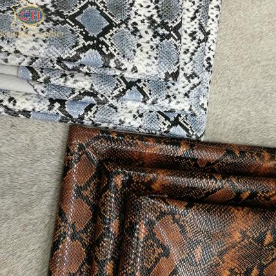 China Viable Snake Pattern Cowhide Leather For Bags And Shoemaking for sale