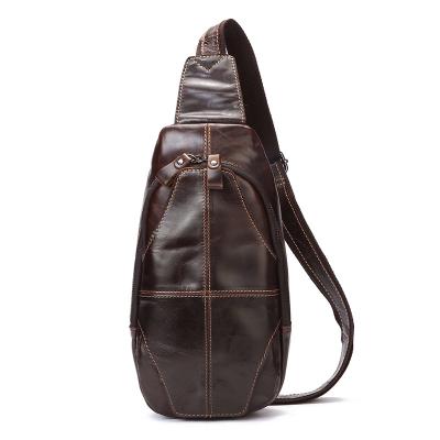 China New Tide Simple Men's Anti-theft Leather Men's Shoulder Bag Cowhide Backpack Chest Bag Casual Bag for sale