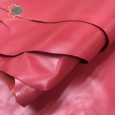 China Viable Red Dye Nappa Leather Full Grain Hairsheep Leather Sheepskin for sale