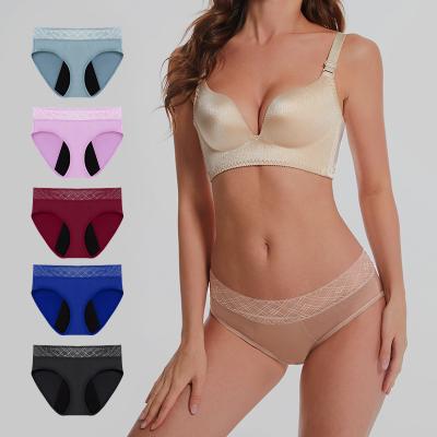 China Hot Selling Antibacterial Amazon 4 Layers Cotton Teenage Menstrual Panties Pink Soft Menstrual Underwear For Women for sale