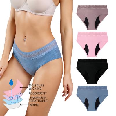 China Antibacterial 4 Layers Leak Proof Safety Absorbent Physiological Menstrual Menstrual Underwear Shorts Cycle Periods Panties for sale